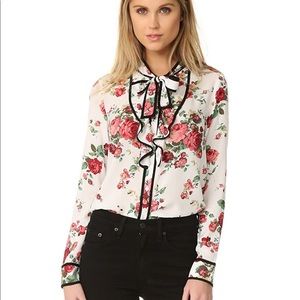 re:named Floral Neck Tie Blouse